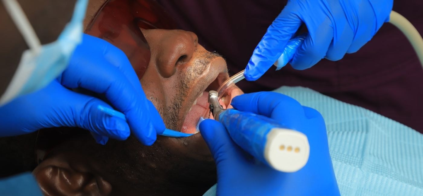 Close-up of a dental procedure at Donau Dental Center